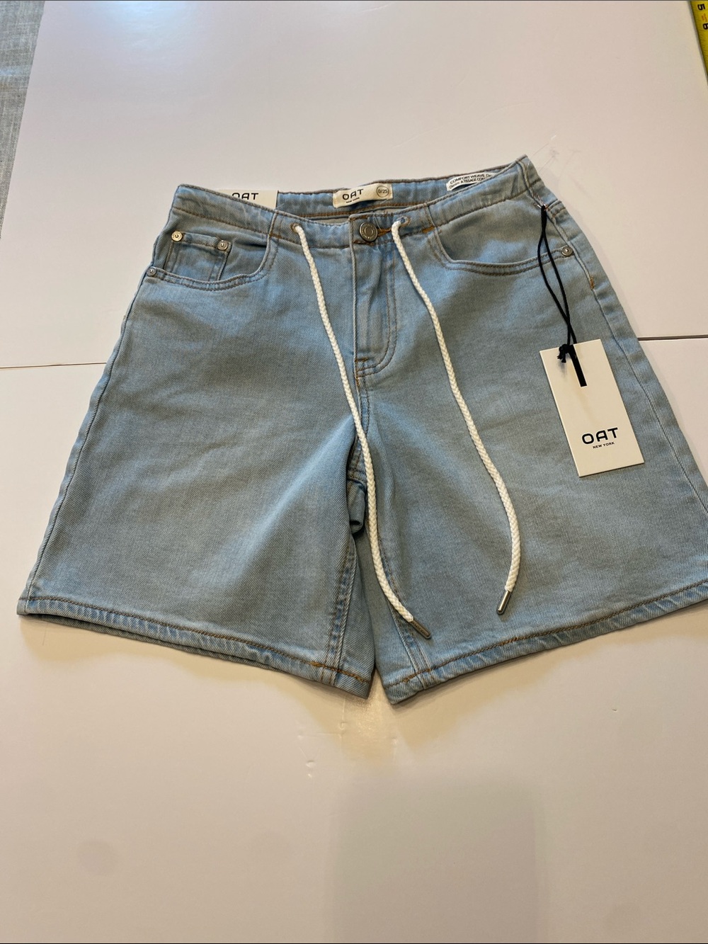 OAT New York Light Blue Denim Drawstring Shorts